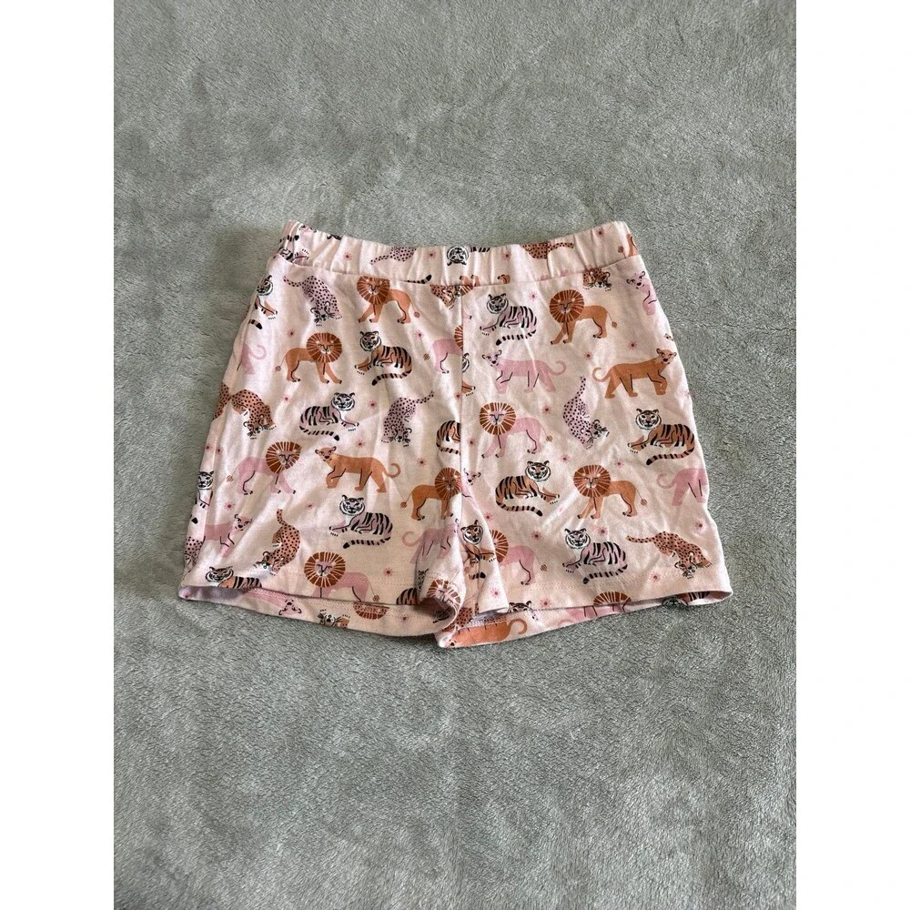 girls pink tiger print shorts wildlife pajama sleepwear playwear layering girly